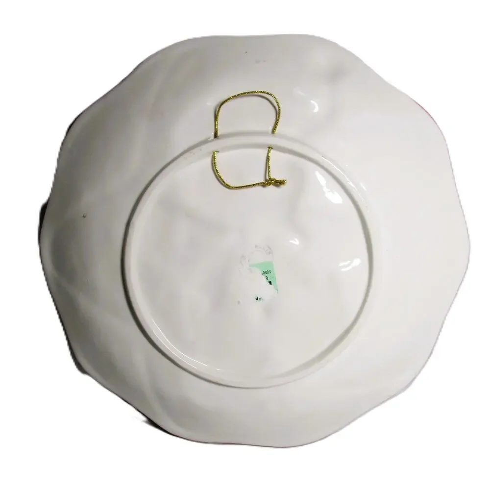 Gingerbread Ceramic Serving Platter Round 11.5 inches Peppermint Border Holiday